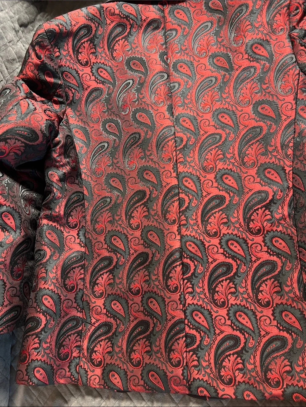 COOFANDY Men's Red & Black Paisley Shawl Lapel Tuxedo Jacket